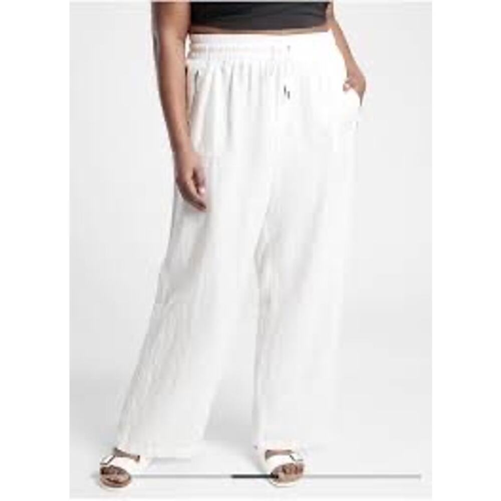 Athleta Cabo Linen Wide Leg Pant Calla Lilly Size 16